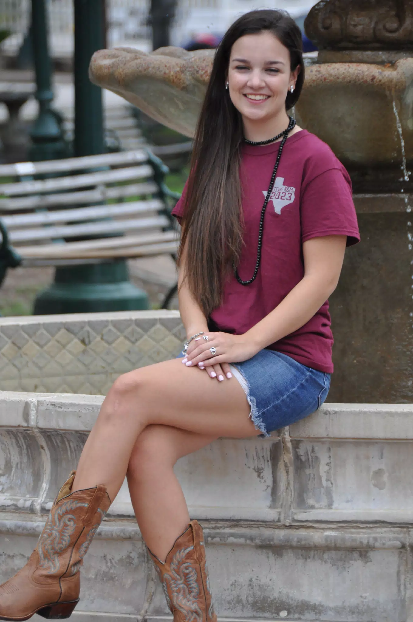 Model Shoot by Fountain (Eyes Closed)
