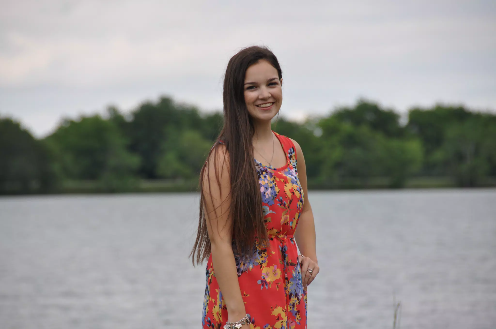 Portrait of Emily in Red Dress in Texas
