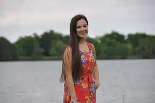 Portrait of Emily in Red Dress in Texas