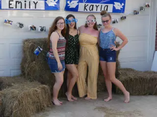 Teen Girls at Graduation Party with Grad Party Glasses