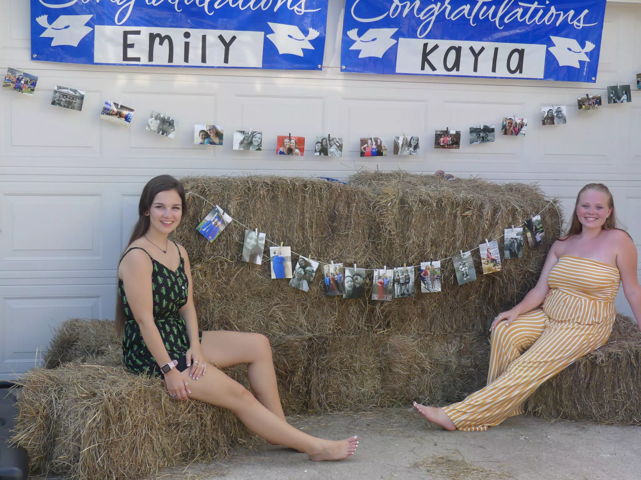 Teen Girls on Hay Bails at Graduation Party in Texas