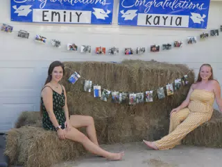 Teen Girls on Hay Bails at Graduation Party in Texas
