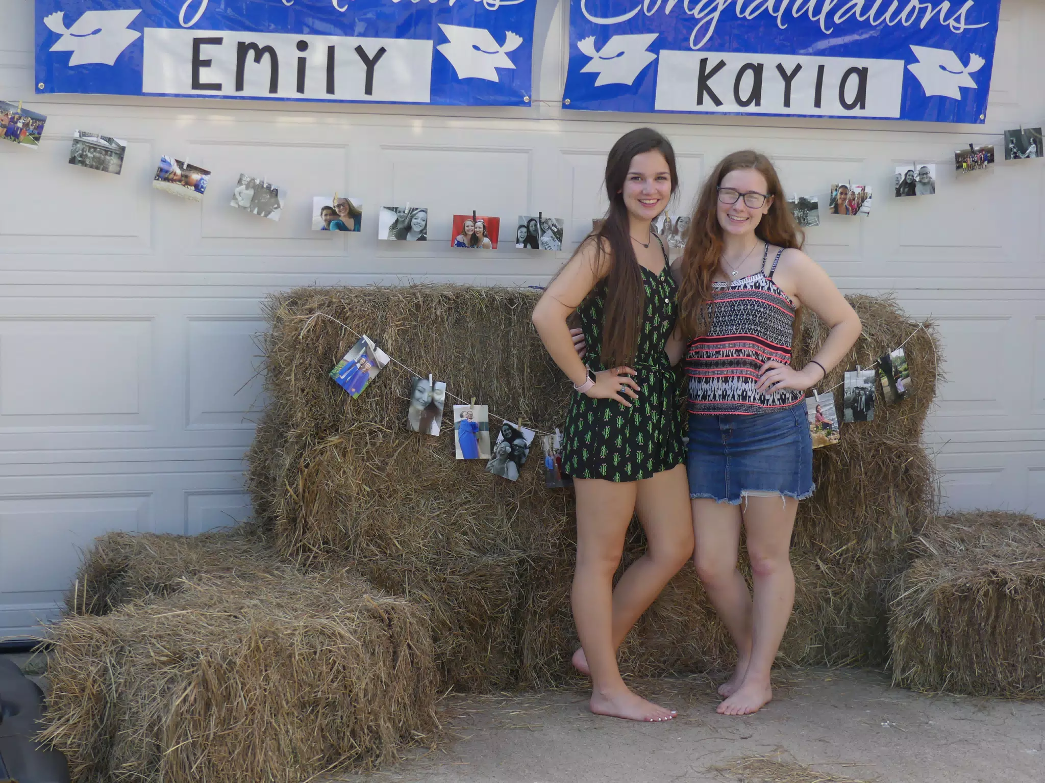 Emily and Madeline with Hay Bails