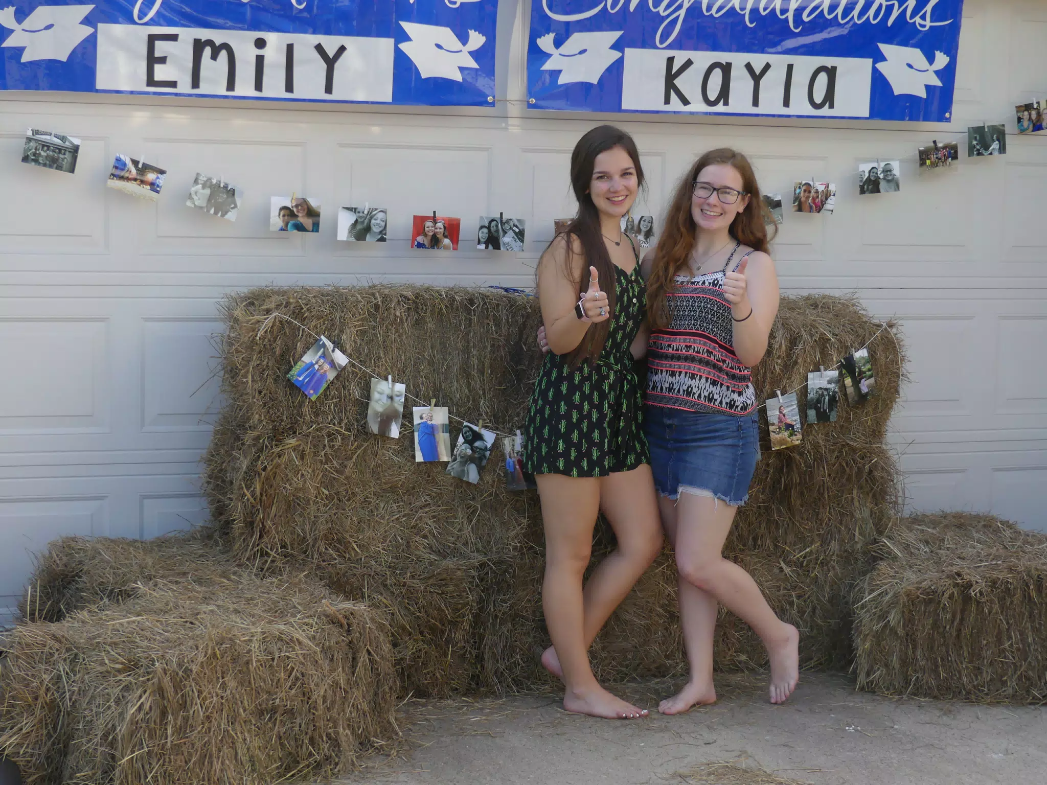 Emily & Madeline Barefoot with Hay Bails
