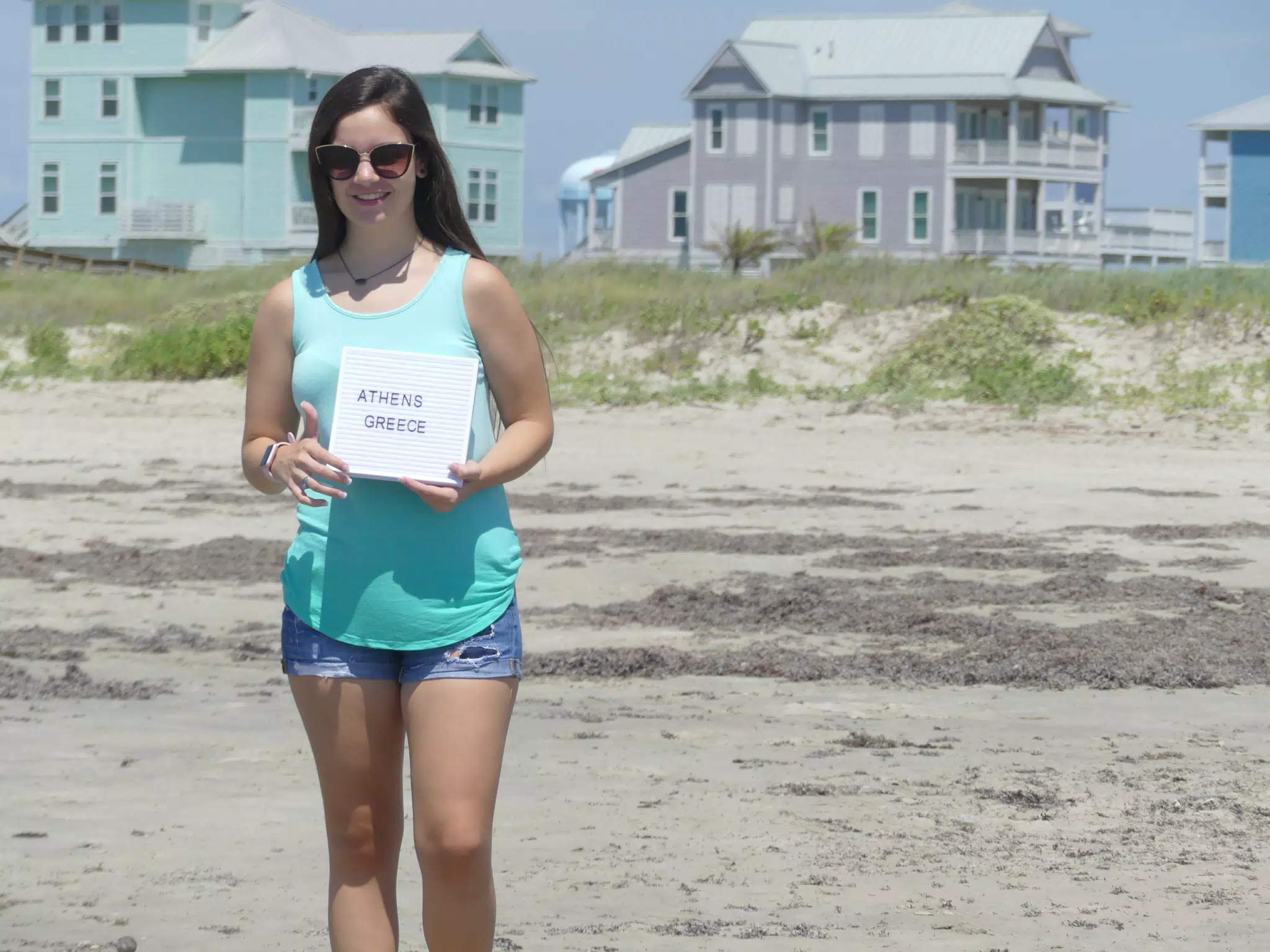 Emily with Athens Sign