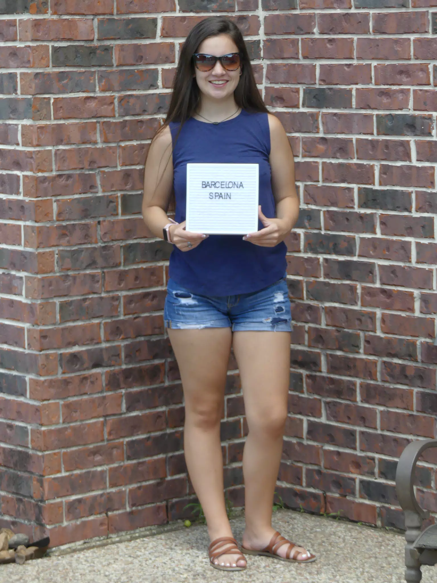 Emily Holding Barcelona Sign