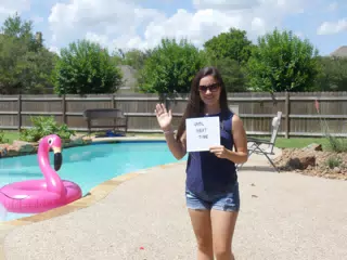 Emily with Until Next Time Sign