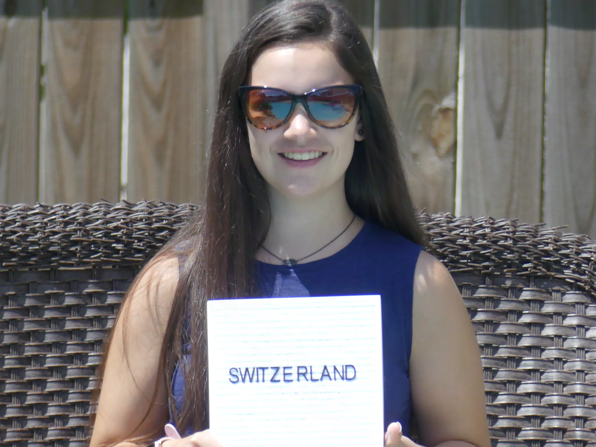 Emily with Switzerland Sign