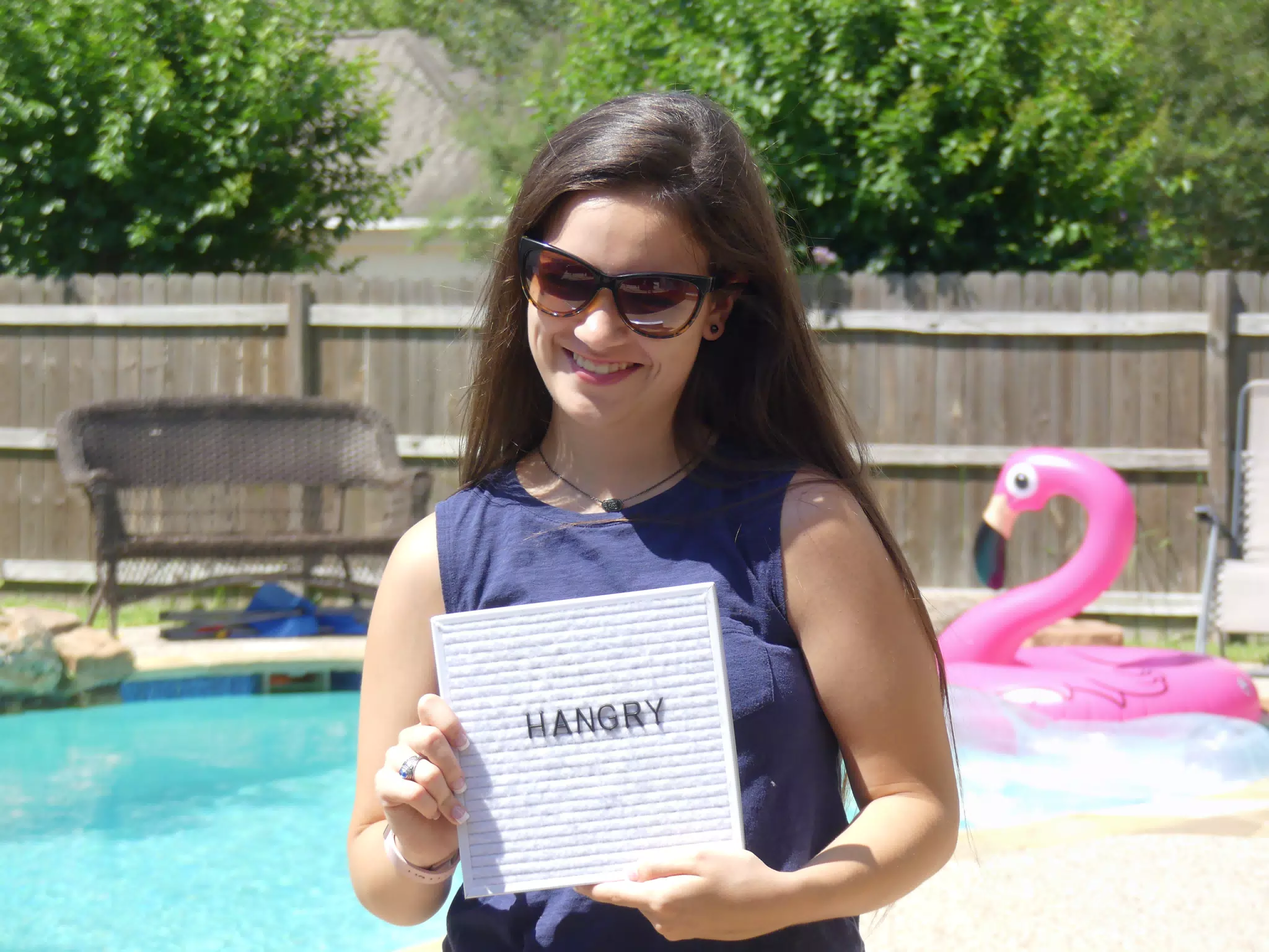 Laughing about Hangry Sign