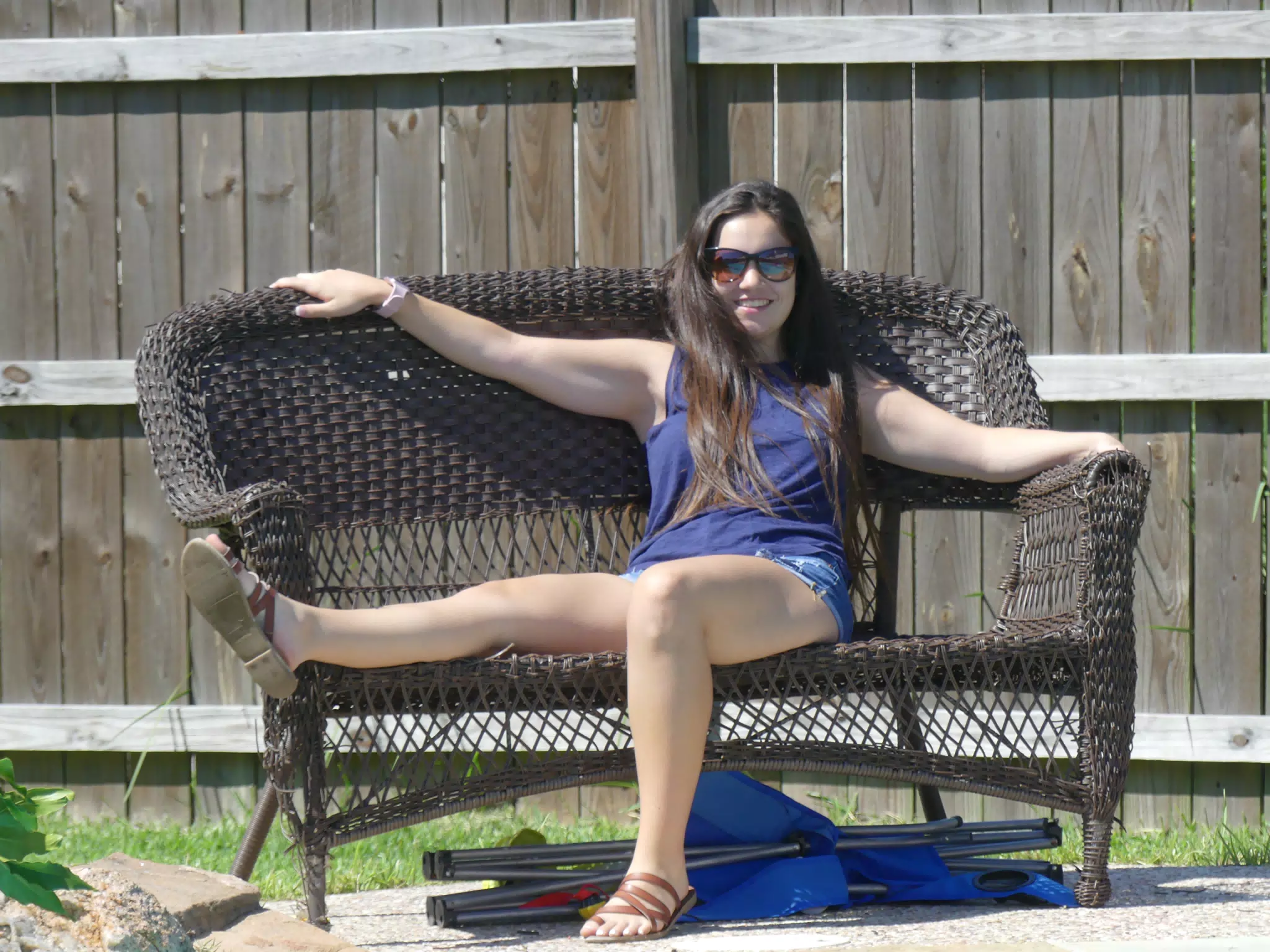 Brunette Teen on Bench