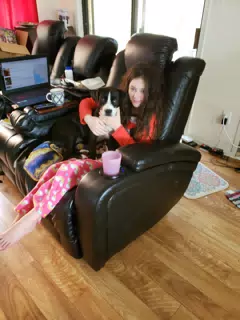 Liesl on the Couch with Mia