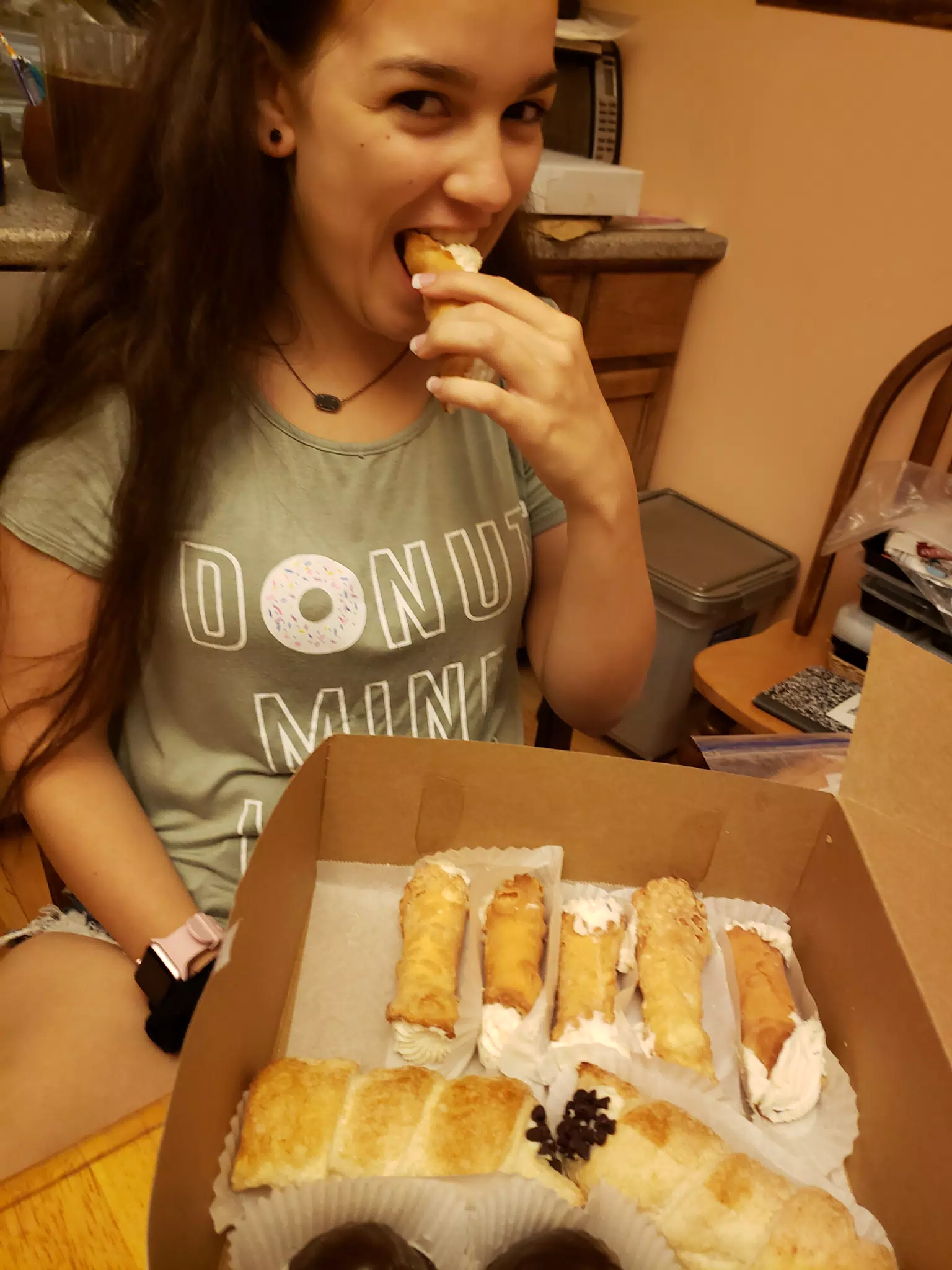 Emily Eating Canoli in Frankfort, New York