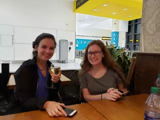 Emily and Madeline with their First Wine in Europe
