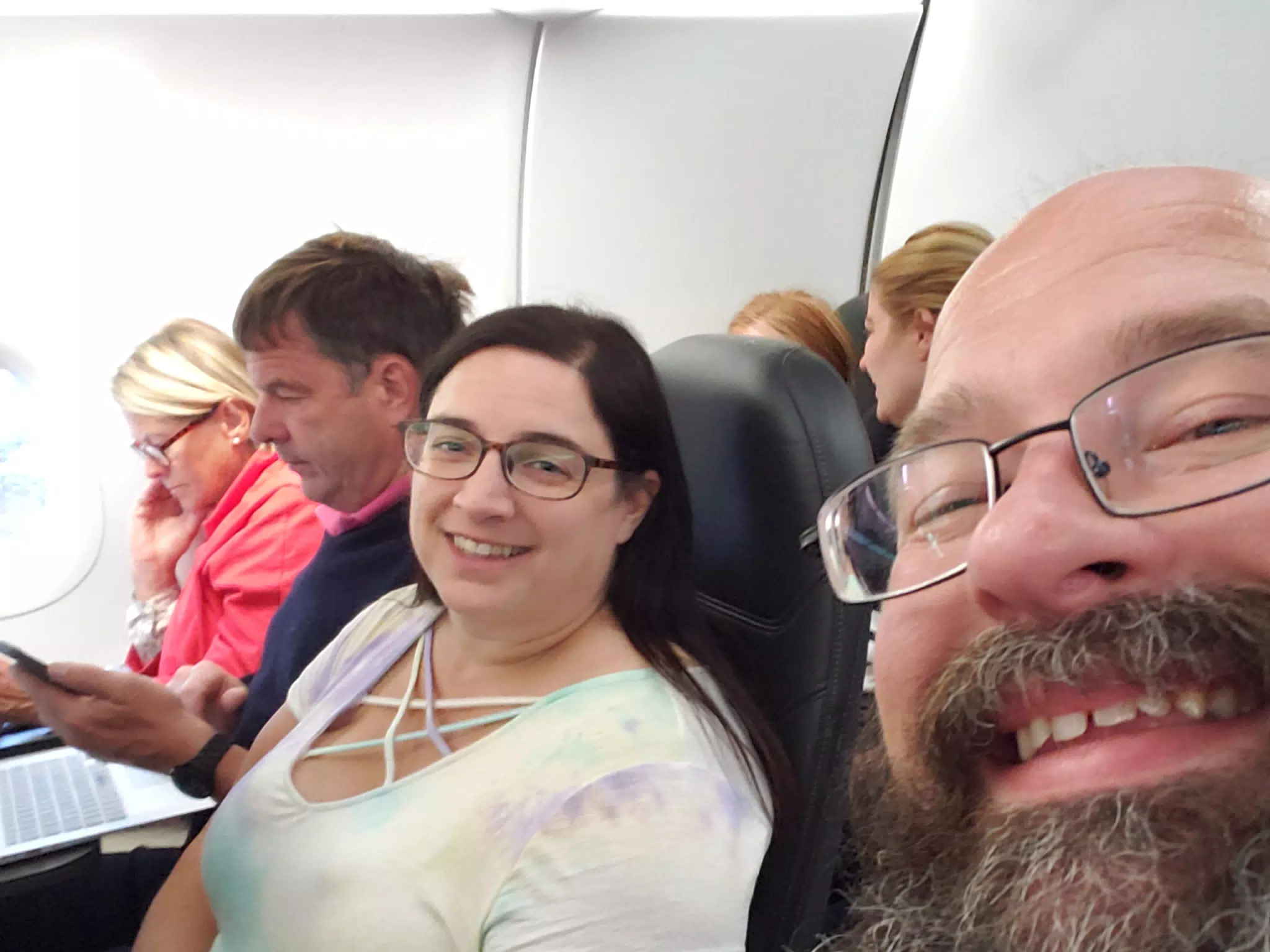 Scott & Dominica on Flight to Athens