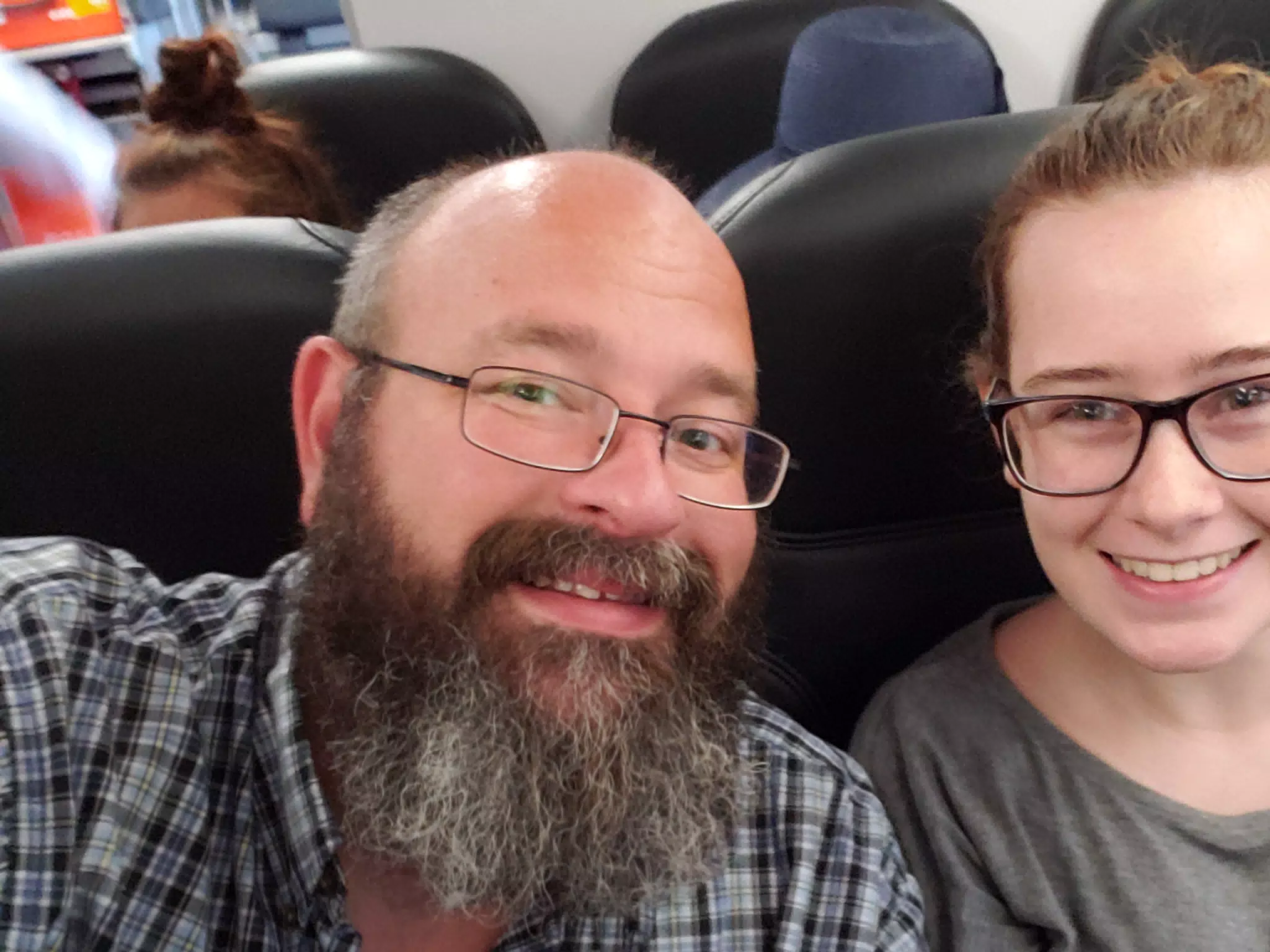 Scott & Madeline on Flight to Athens