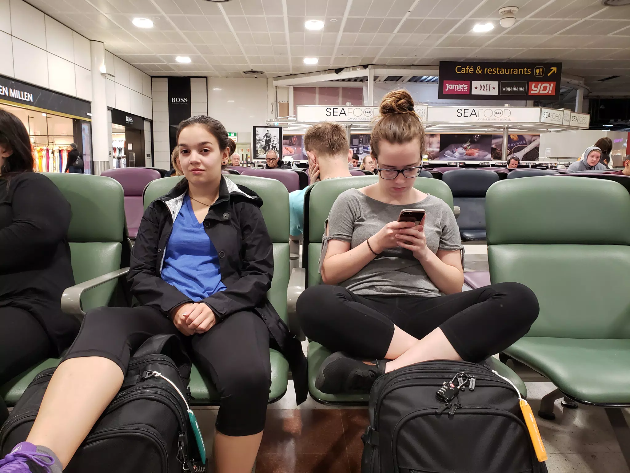 The Nieces Waiting on Our Flight to Athens