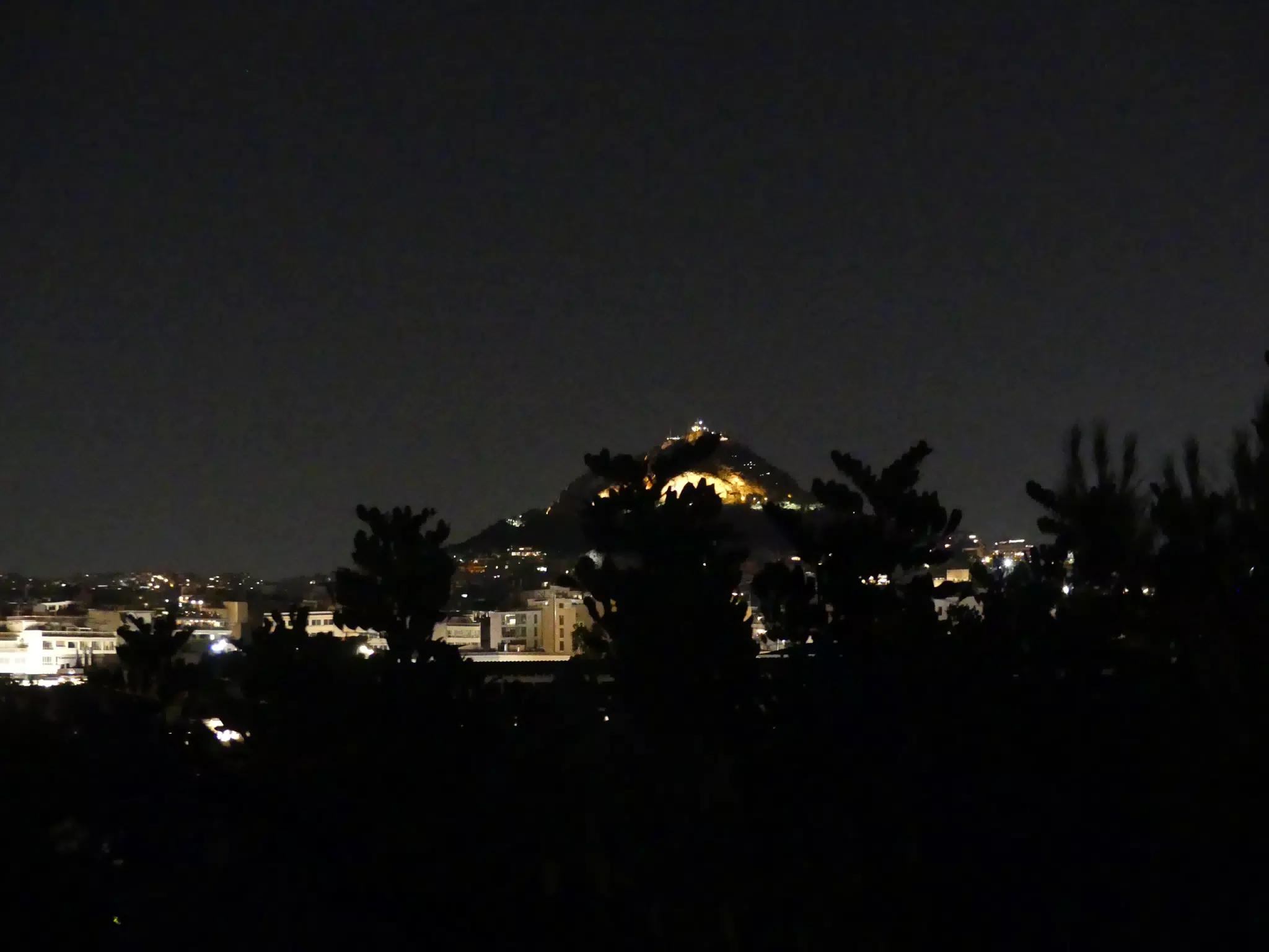 Mount in Athens at Night