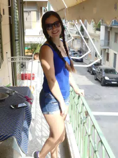 Emily on Balcony in Athens