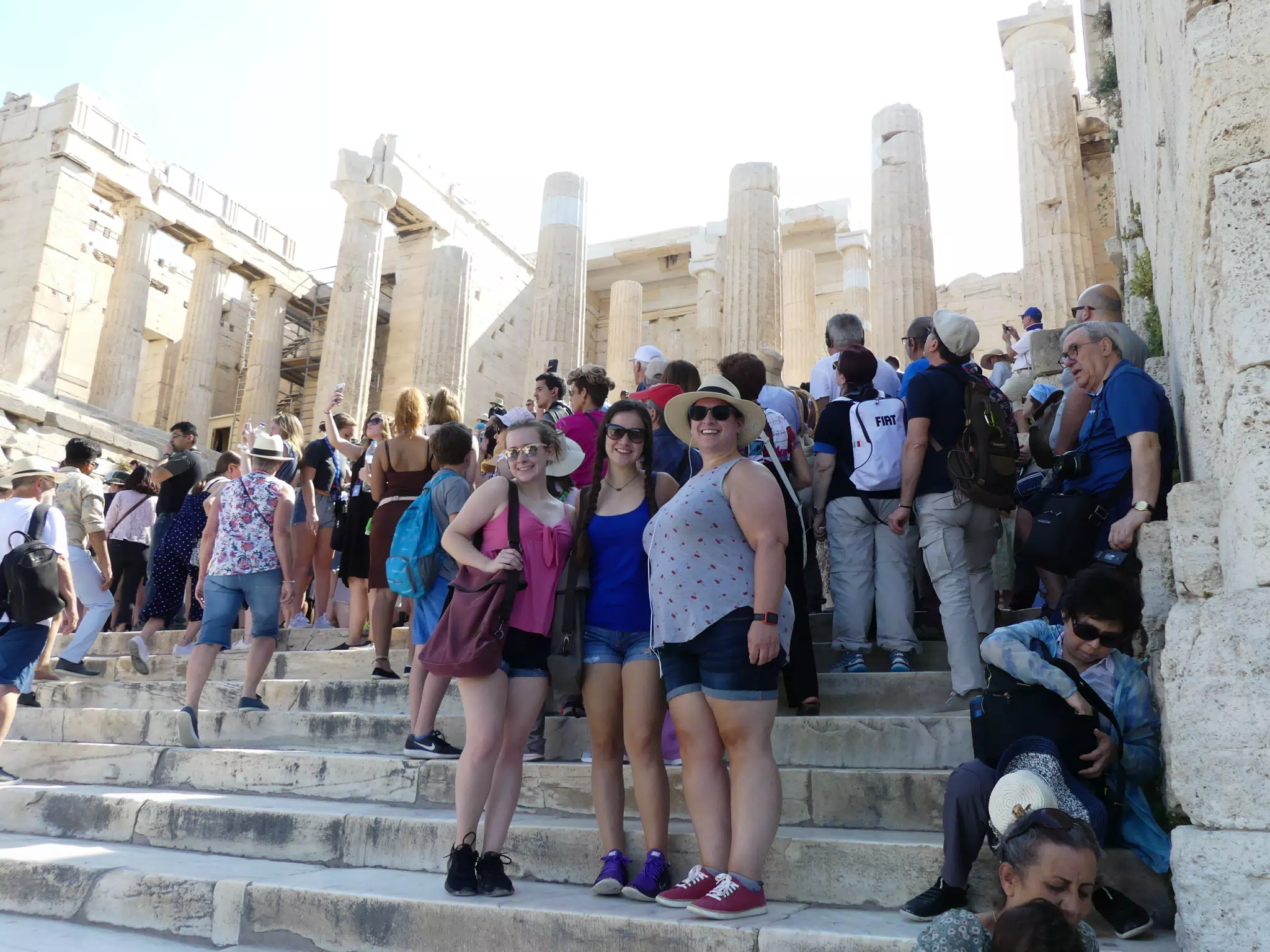 Madeline, Emily and Dominica at the Acropolis