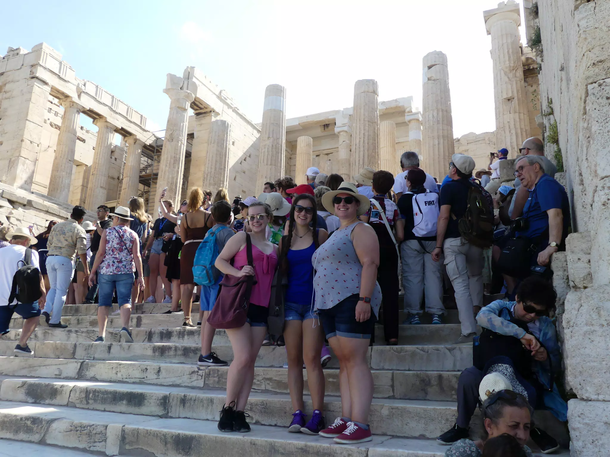 Madeline, Emily and Dominica on the Steps of the Acropolis in Athens
