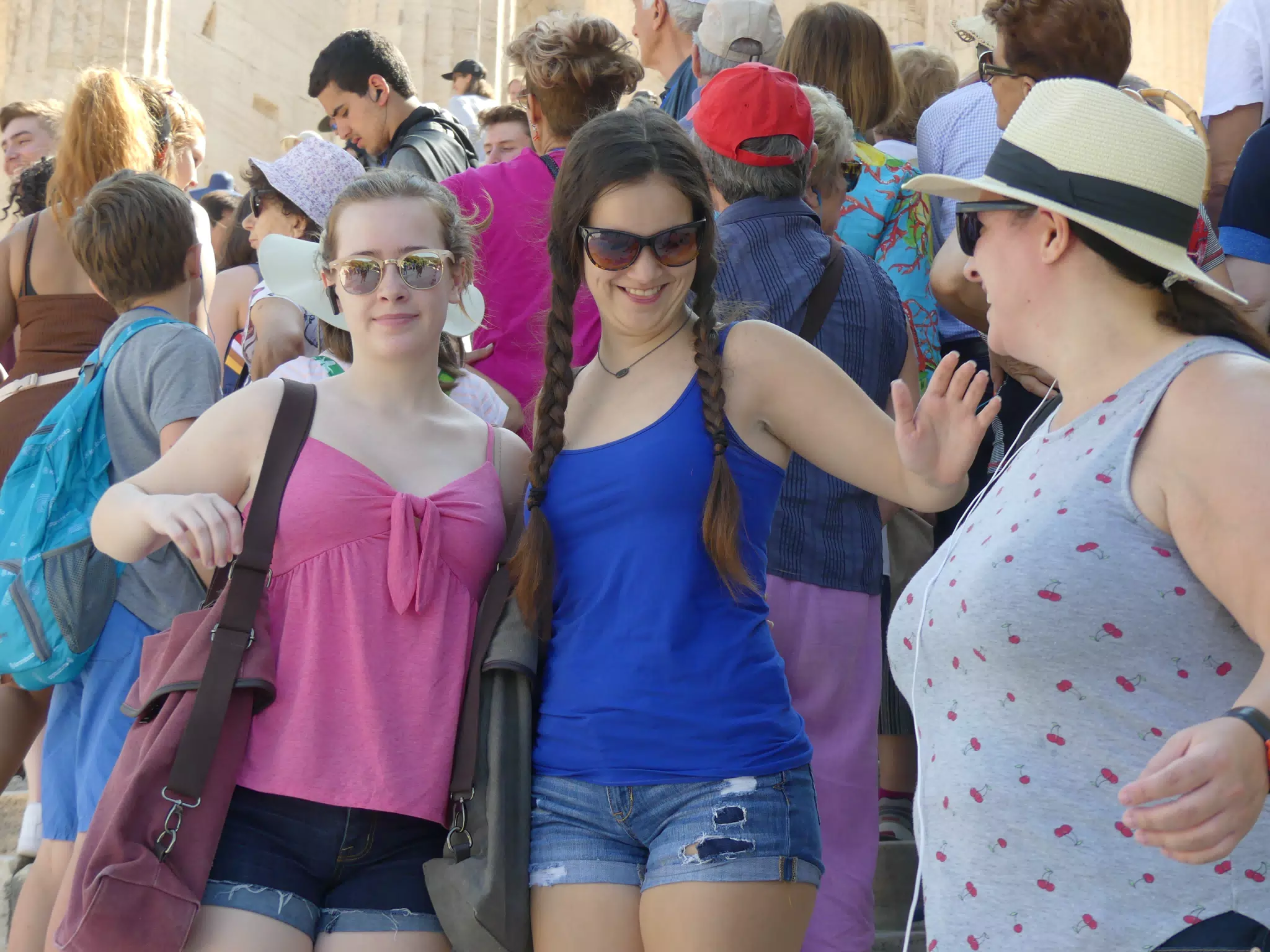 Madeline, Emily and Dominica at the Acropolis