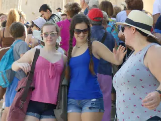 Madeline, Emily and Dominica at the Acropolis