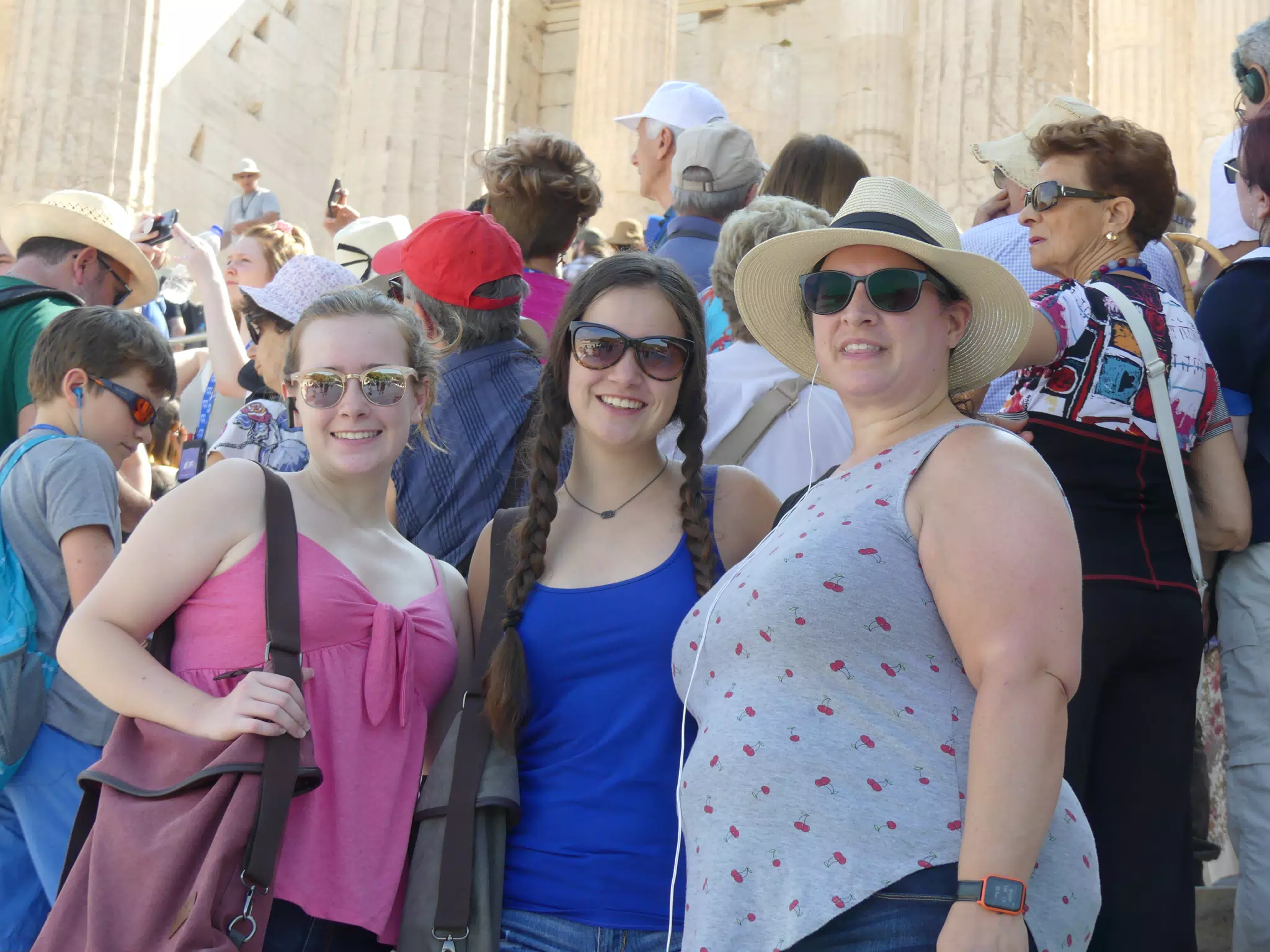 Madeline, Emily and Dominica on the Acropolis