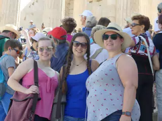 Madeline, Emily and Dominica on the Acropolis