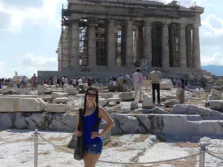 Emily Grice at the Parthenon in Greece