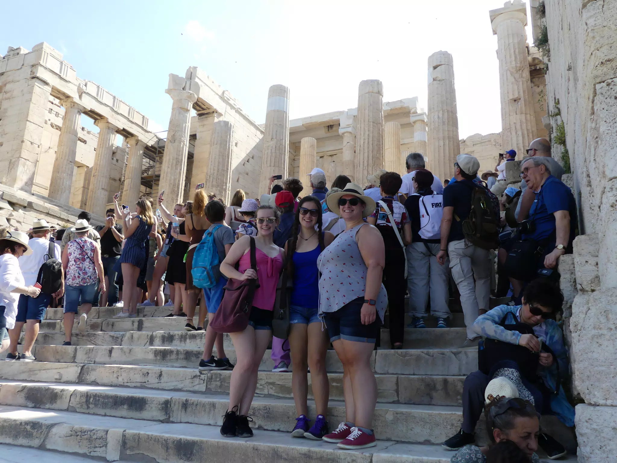 Madeline, Emily and Dominica at the Acropolis