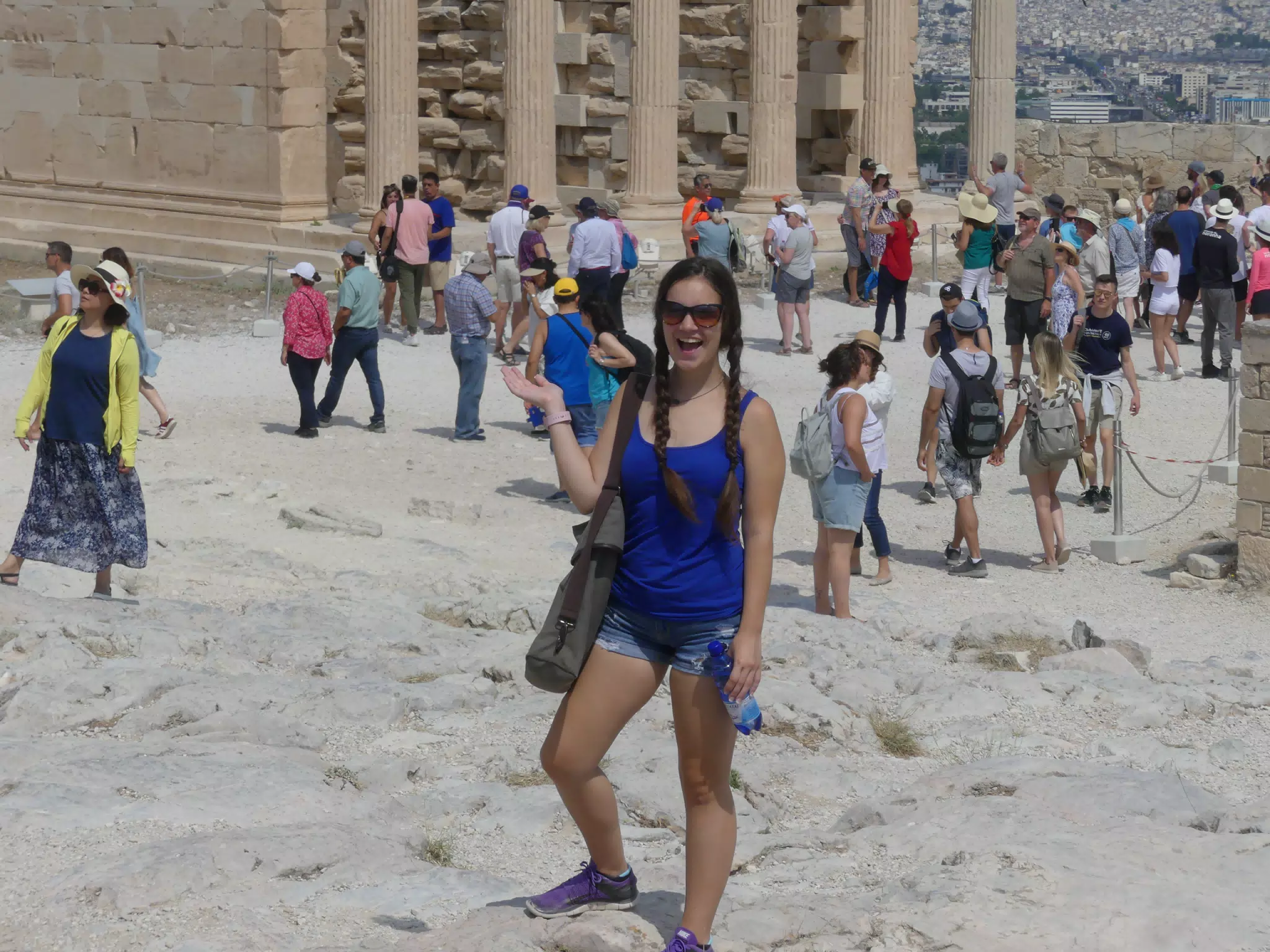 Girl Excited on the Acropolis