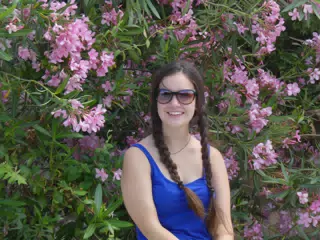 Emily with Flowers in Athens