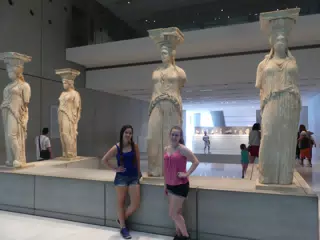 Emily and Madeline at the New Acropolis Museum