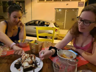The Girls Sharing Dessert at Karderina in Athens