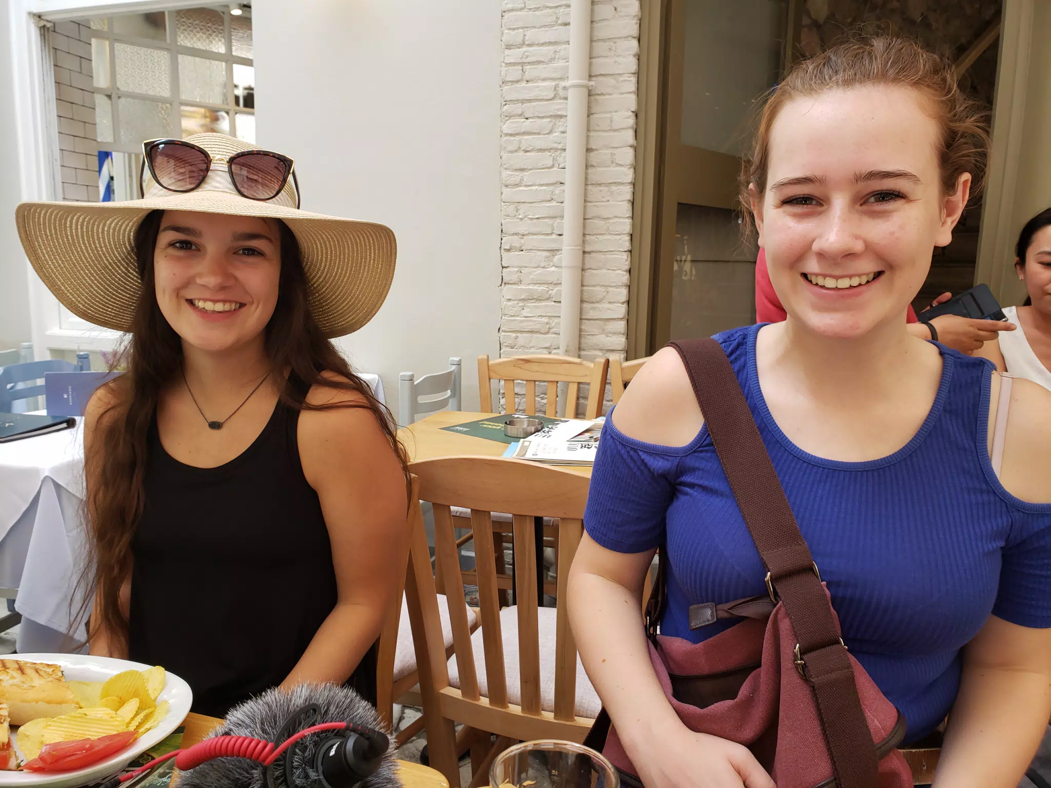 Emily and Madeline at Lunch in Athens