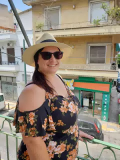 Dominica on the Balcony in Athens