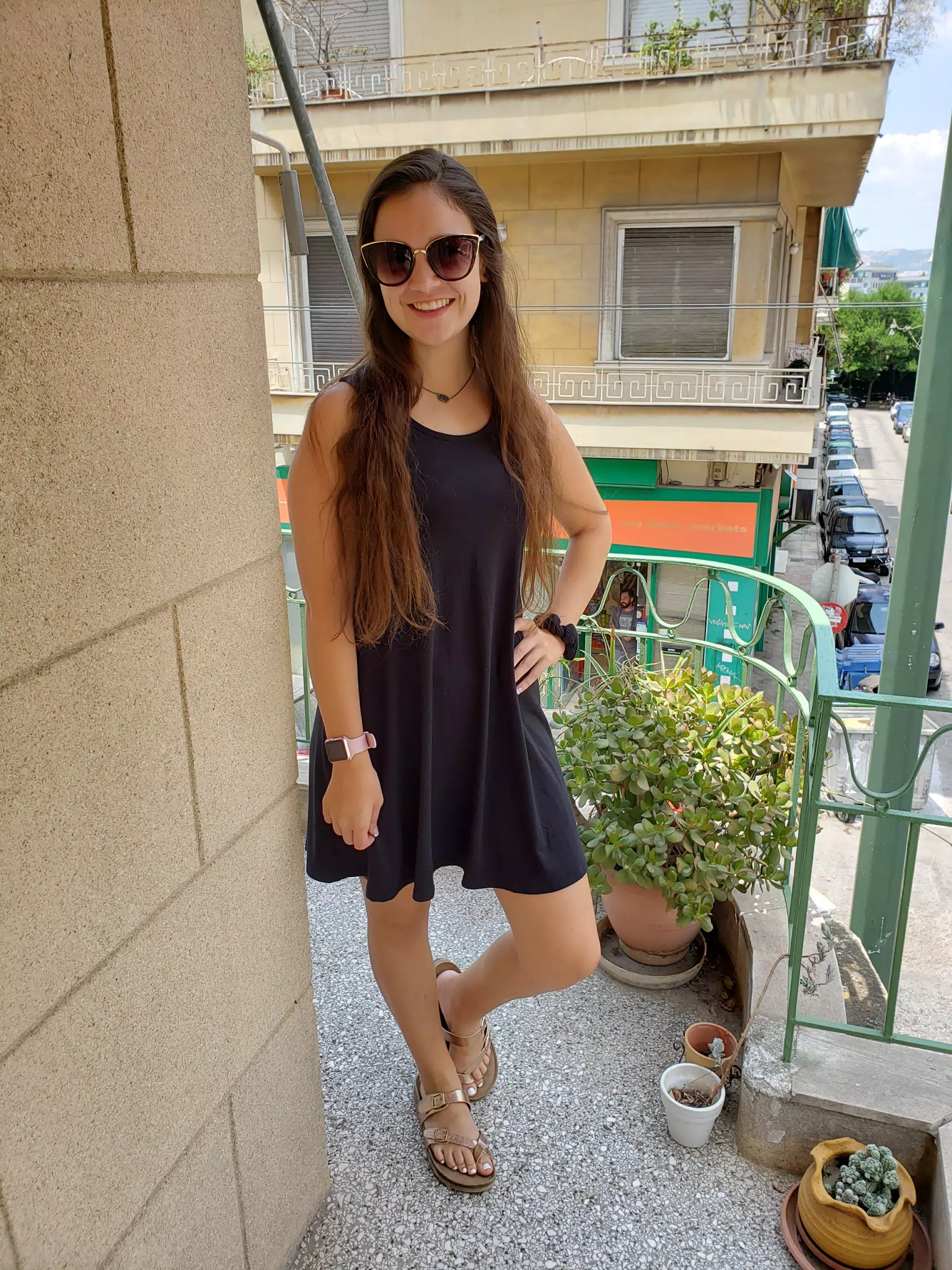 Emily on the Balcony in Athens
