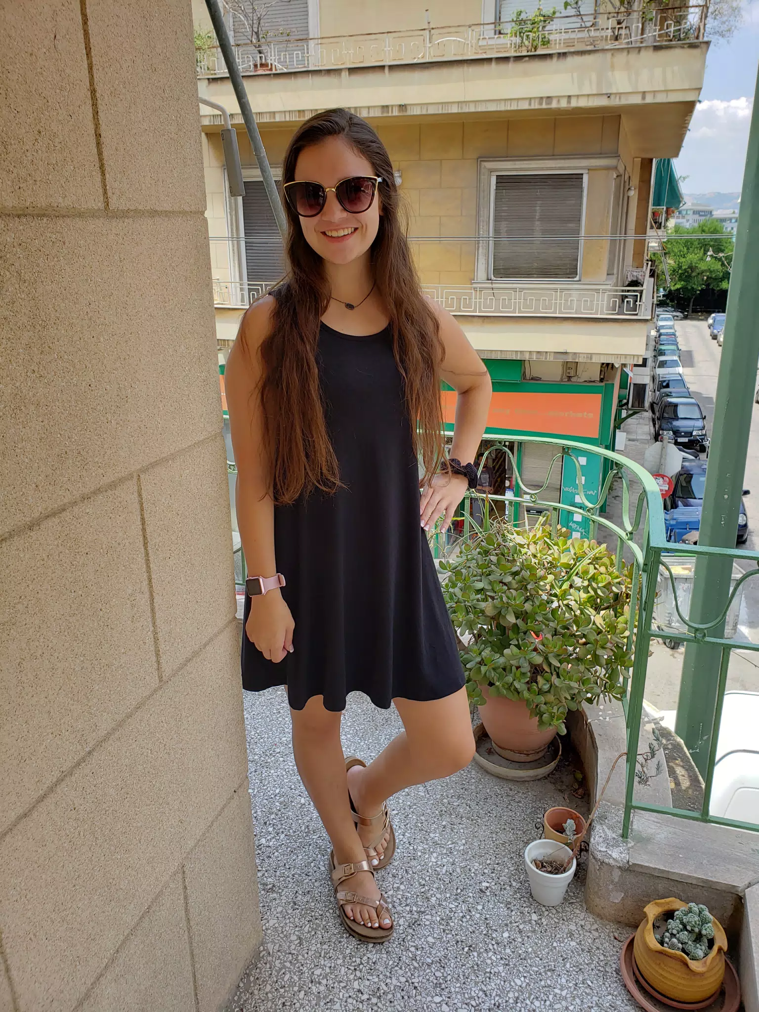Emily in Black Dress in Athens
