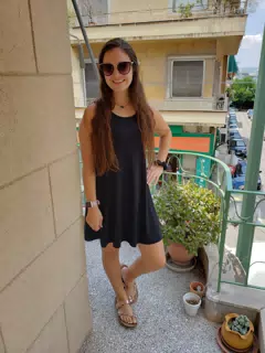 Emily in Black Dress in Athens