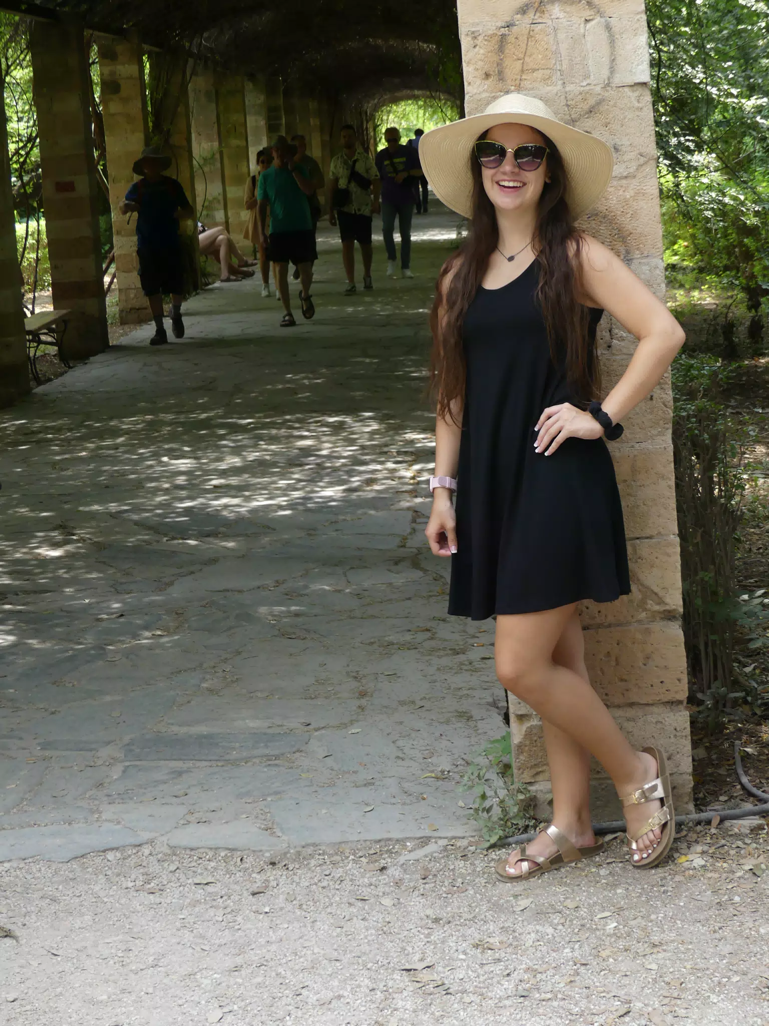 Emily at the National Garden in Athens