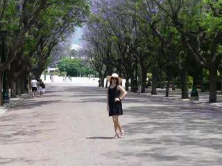 Emily in a Black Dress in the National Garden in Athens