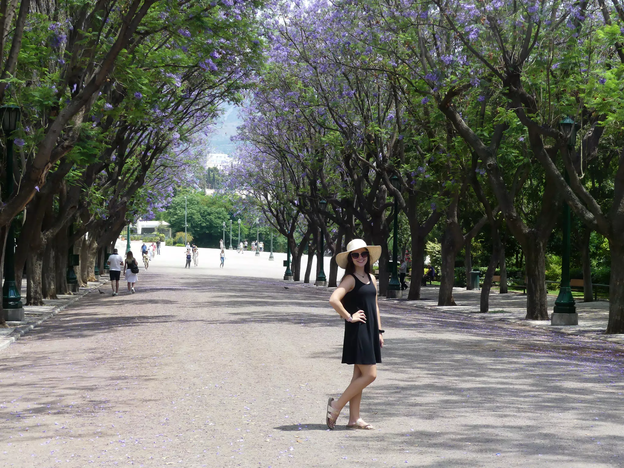 Girl in Black Dress in the National Gardens in Athens
