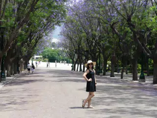 Girl in Black Dress in the National Gardens in Athens