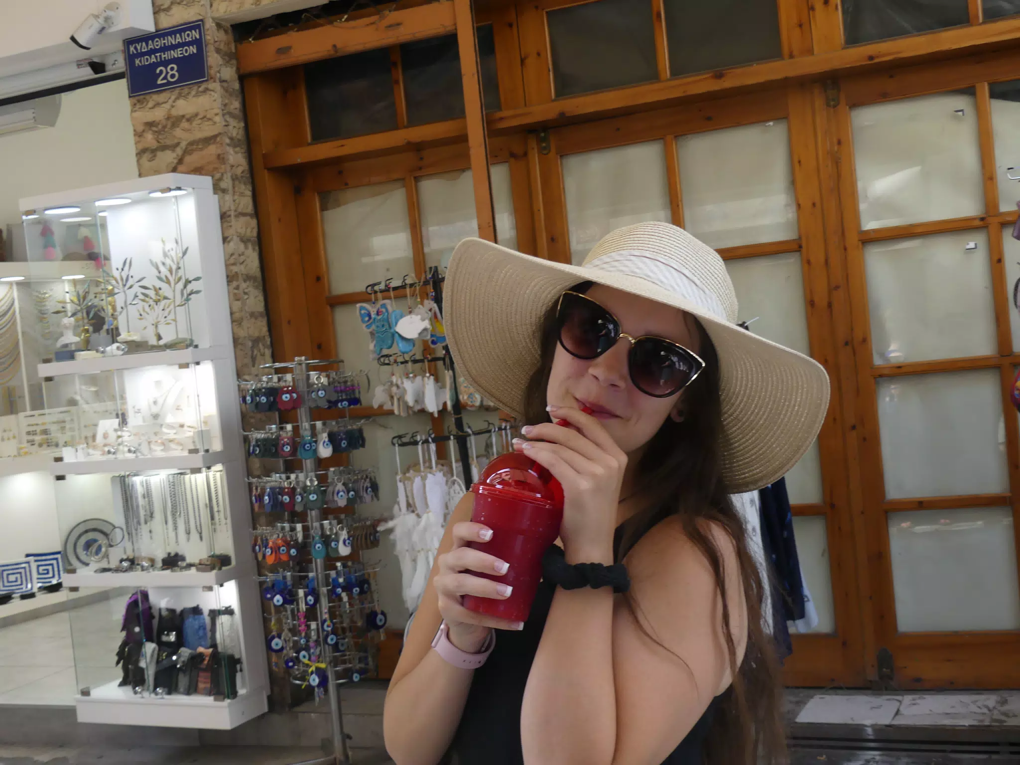 Emily Drinking Slushee in Athens