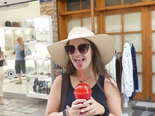Emily with Tongue Out in Athens