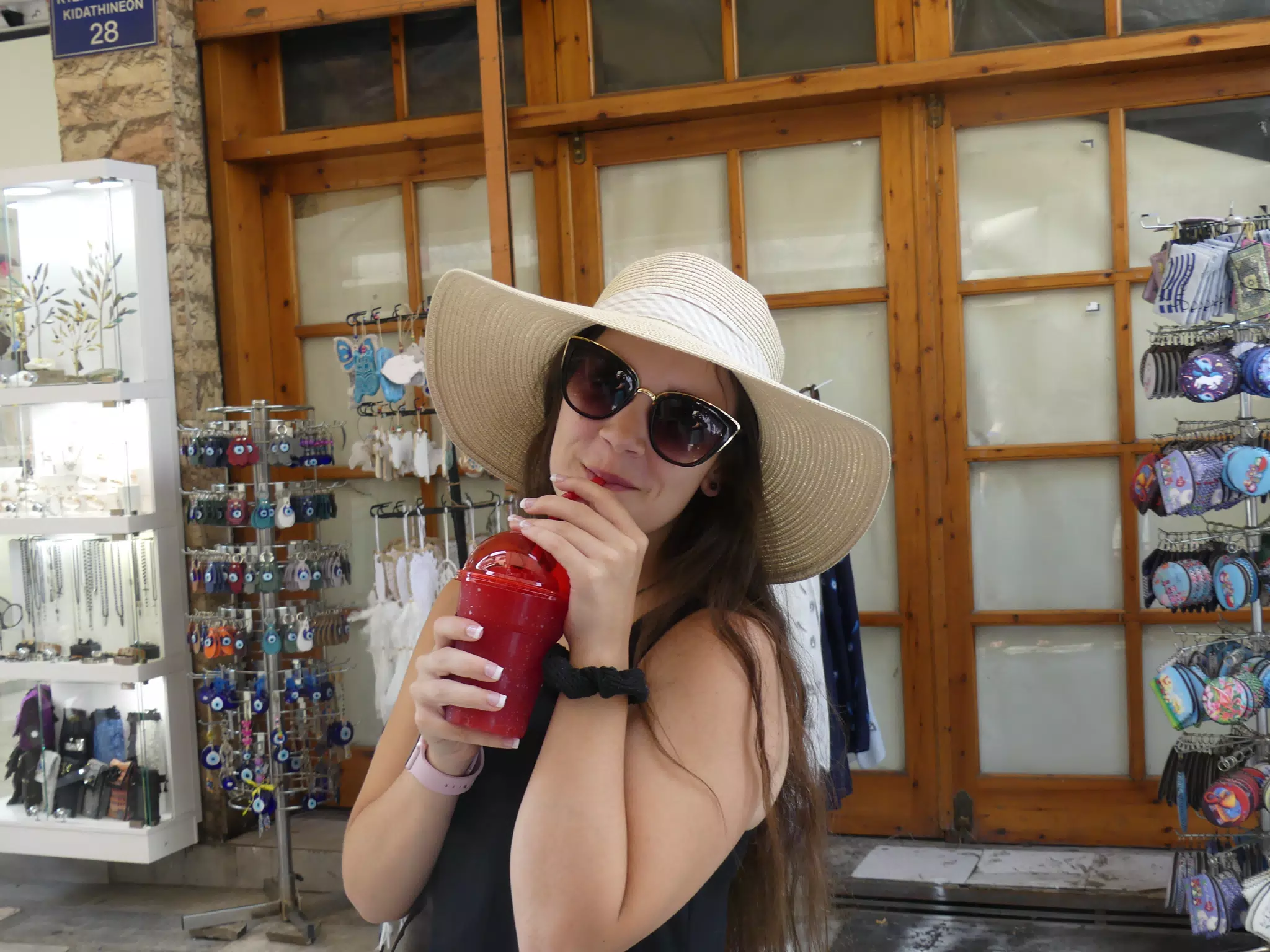 Emily Drinking Icee Dessert Drink in Athens