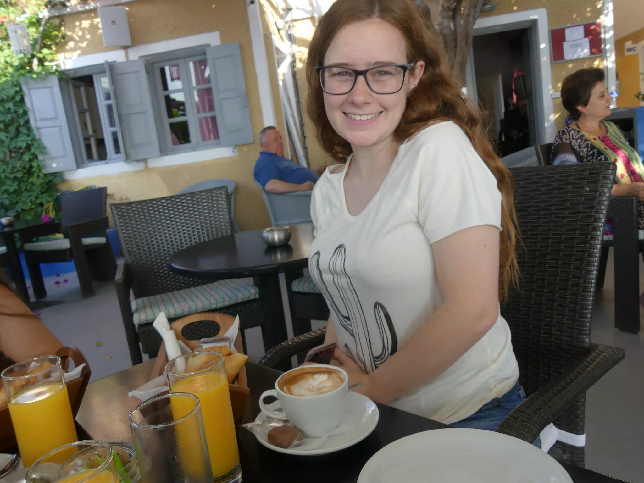 Madeline's Morning Coffee in Kamari