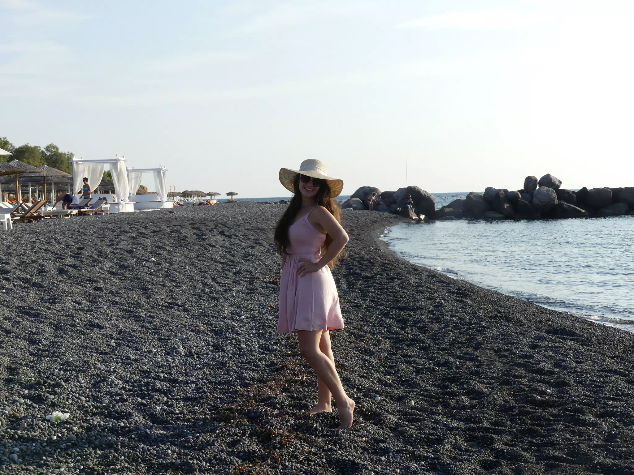 Girl Posing on Santorini Beach