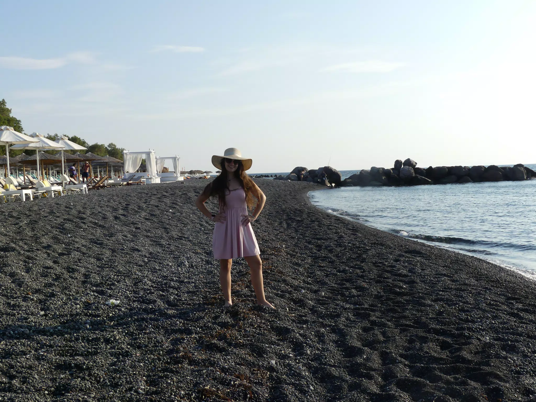 Emily on the Beach on Santorini