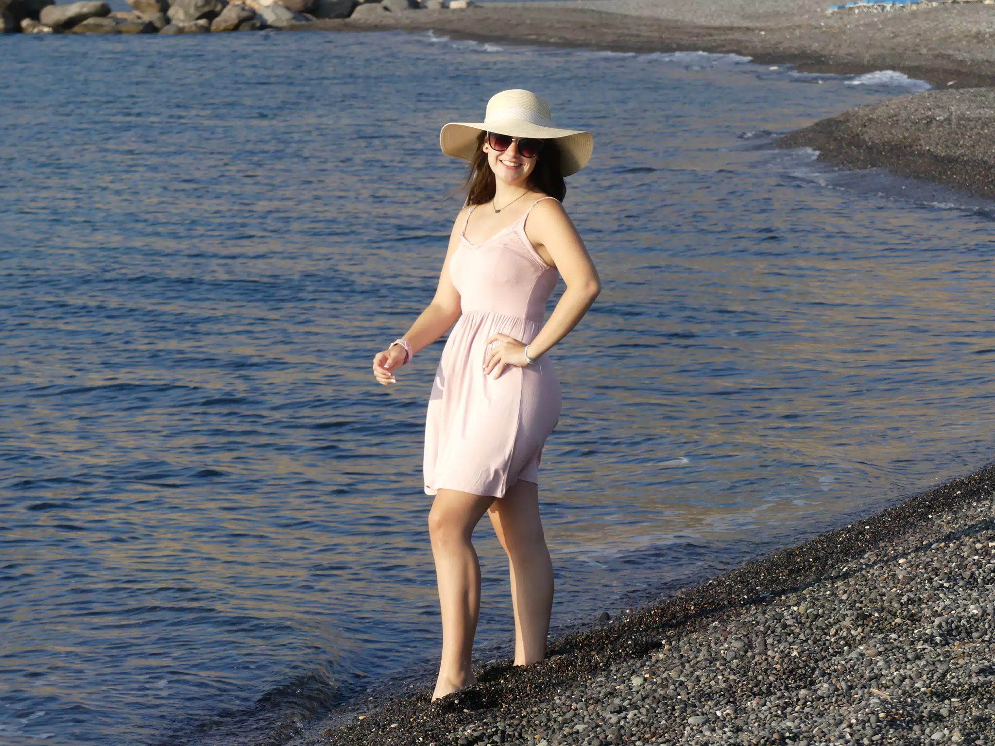 Emily on Beach at Kamari